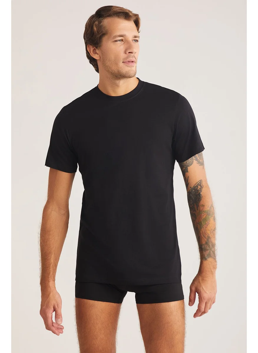 كوم Short Sleeve Zero Collar Cotton Modal Men's Eduardo 2-Pack T-Shirt