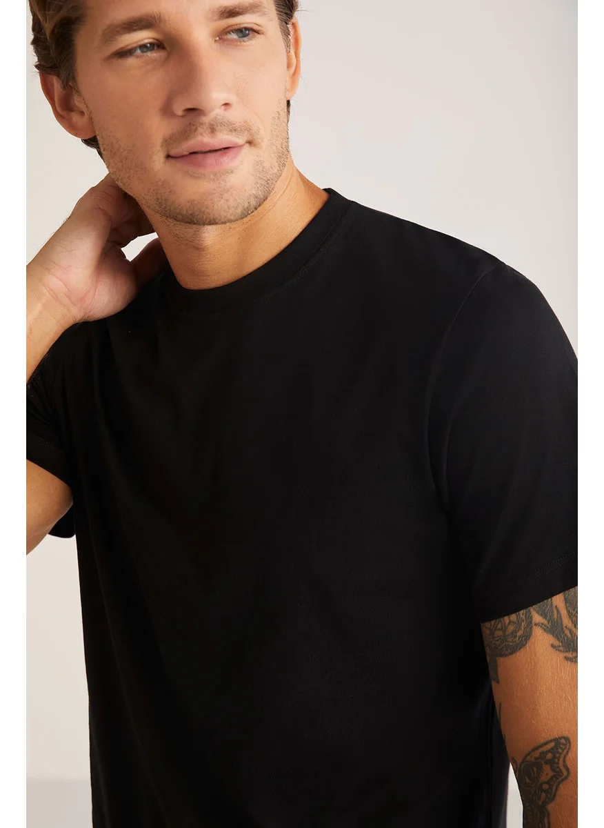 كوم Short Sleeve Zero Collar Cotton Modal Men's Eduardo 2-Pack T-Shirt