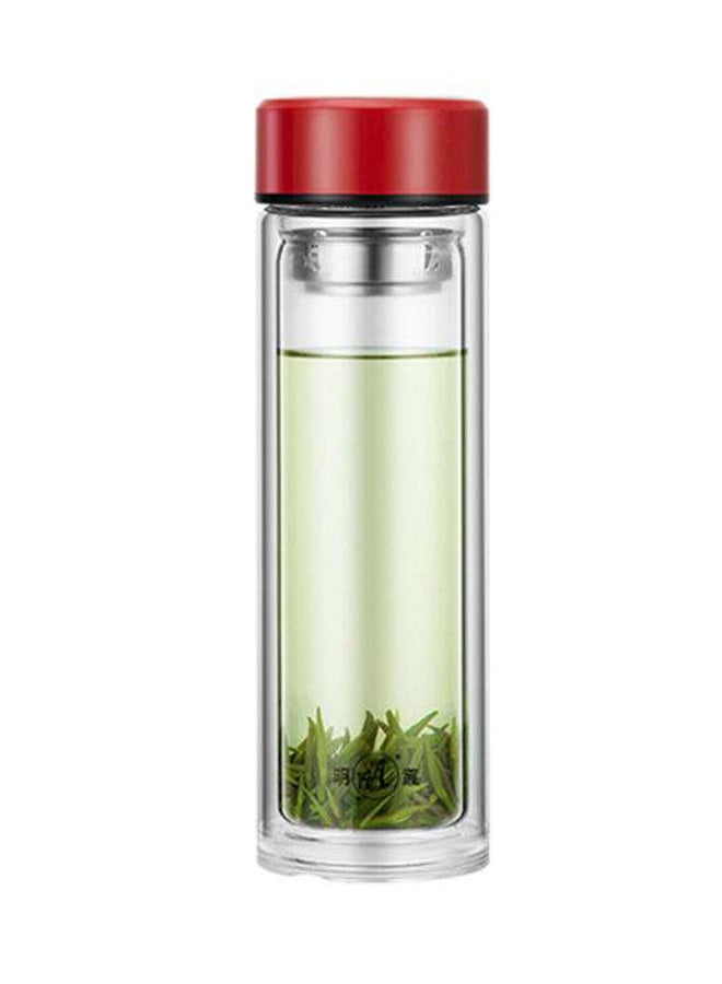 Loquat Glass Water Bottle Clear/Red 22.7cm - Image 1