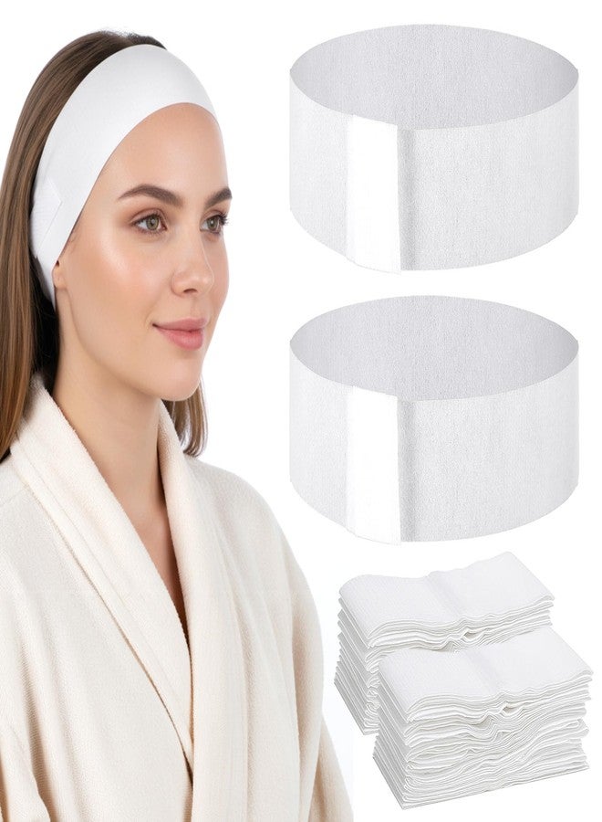 mekueeex Disposable Spa Headbands, 100PCS Non-Woven Elastic Head Wrap with Adjustable Magic Tape, Soft Facial Bandeau for Makeup, Skincare, and Beauty Treatments - Image 1