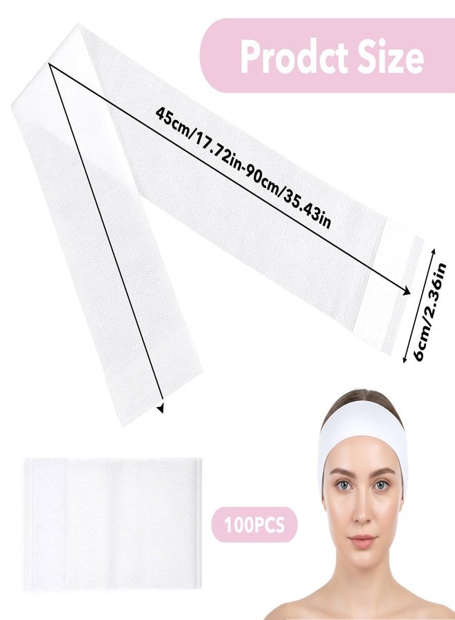 mekueeex Disposable Spa Headbands, 100PCS Non-Woven Elastic Head Wrap with Adjustable Magic Tape, Soft Facial Bandeau for Makeup, Skincare, and Beauty Treatments - Image 2