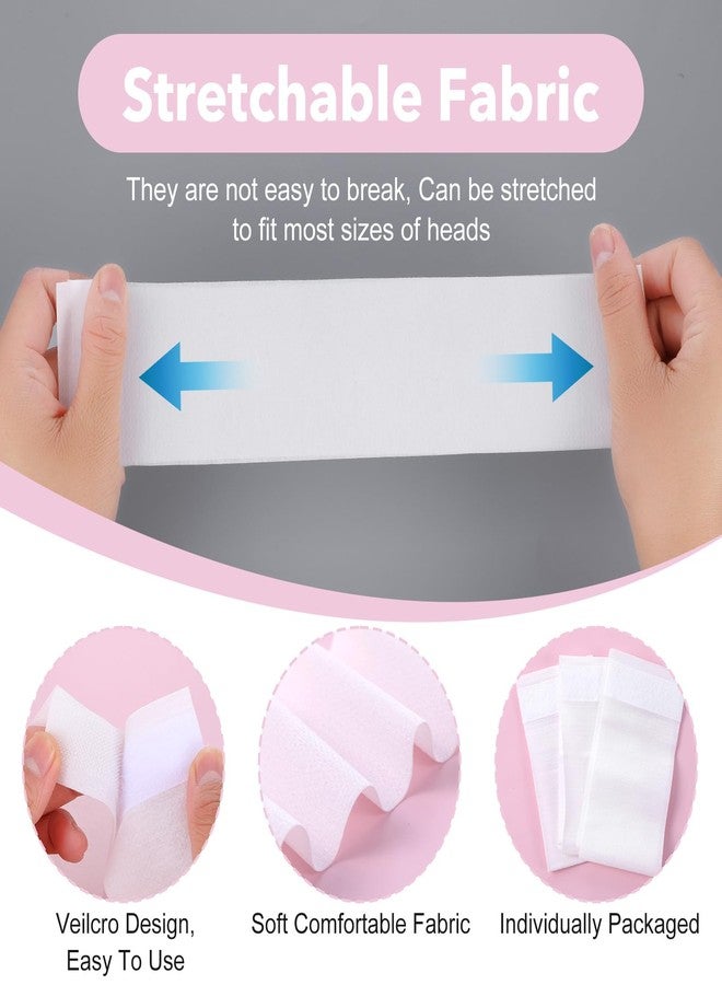 mekueeex Disposable Spa Headbands, 100PCS Non-Woven Elastic Head Wrap with Adjustable Magic Tape, Soft Facial Bandeau for Makeup, Skincare, and Beauty Treatments - Image 3
