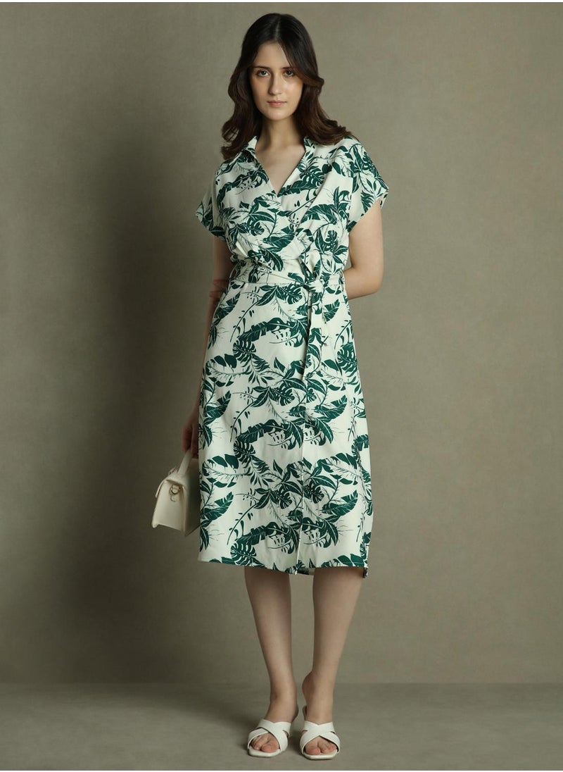 Dennis Lingo Women's Green Polyester Blend Printed Regular Fit Dress  - Image 5