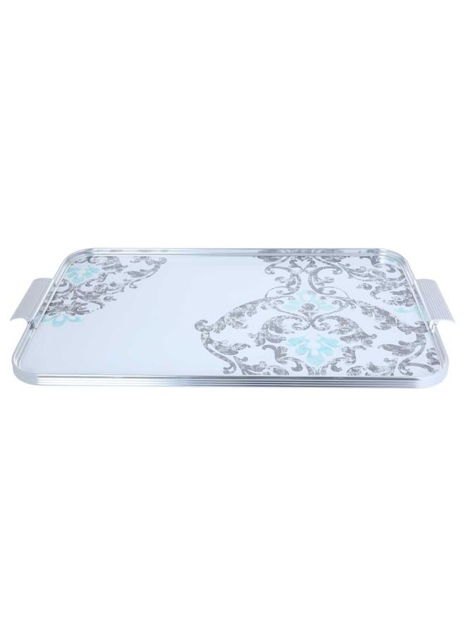 Alsaif Porcelain + Glass Tea Serving Set 29 Pieces Gray White Pattern - Image 2