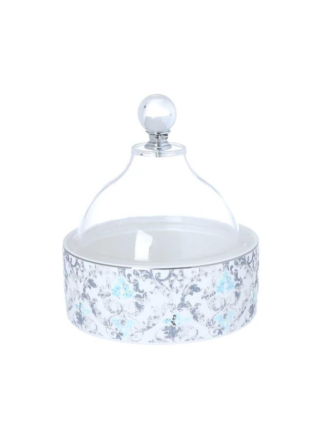 Alsaif Porcelain + Glass Tea Serving Set 29 Pieces Gray White Pattern - Image 3