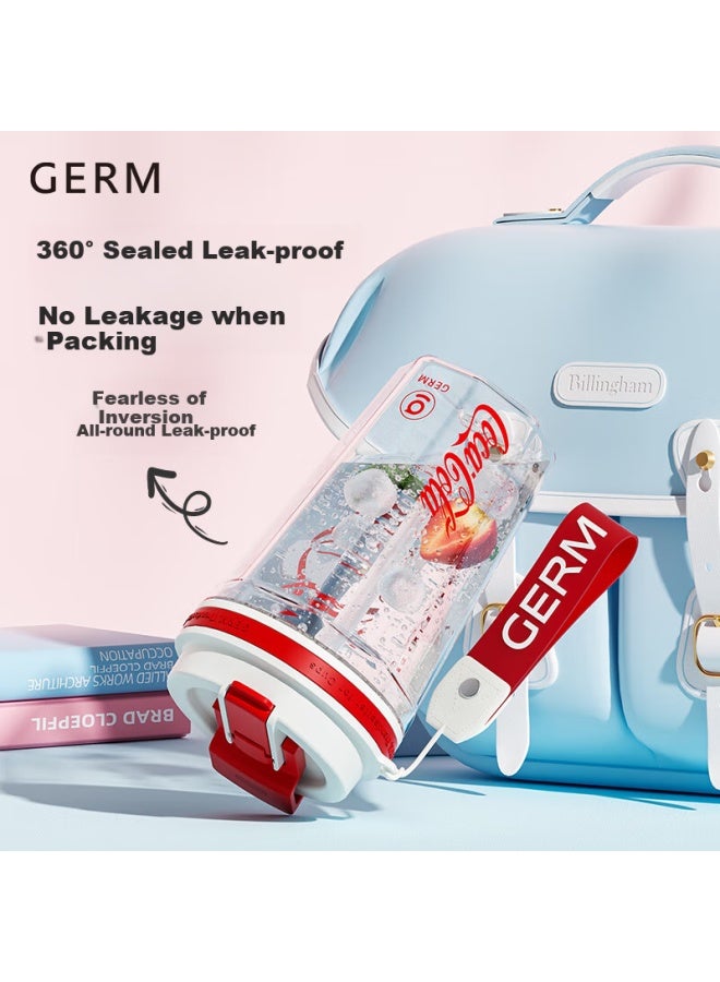 Germ Cola Coffee Cup, Women's Stylish Plastic Water Bottle With Straw, Dual-use Portable Cup, 680ml, Pink And Blue - Image 4