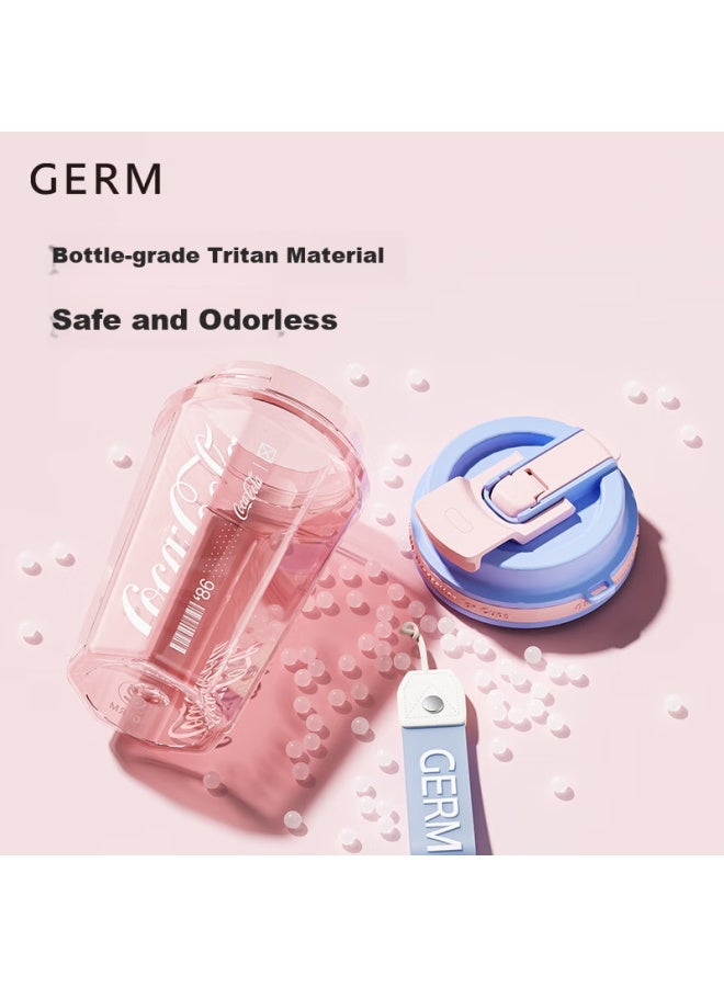 Germ Cola Coffee Cup, Women's Stylish Plastic Water Bottle With Straw, Dual-use Portable Cup, 680ml, Pink And Blue - Image 5
