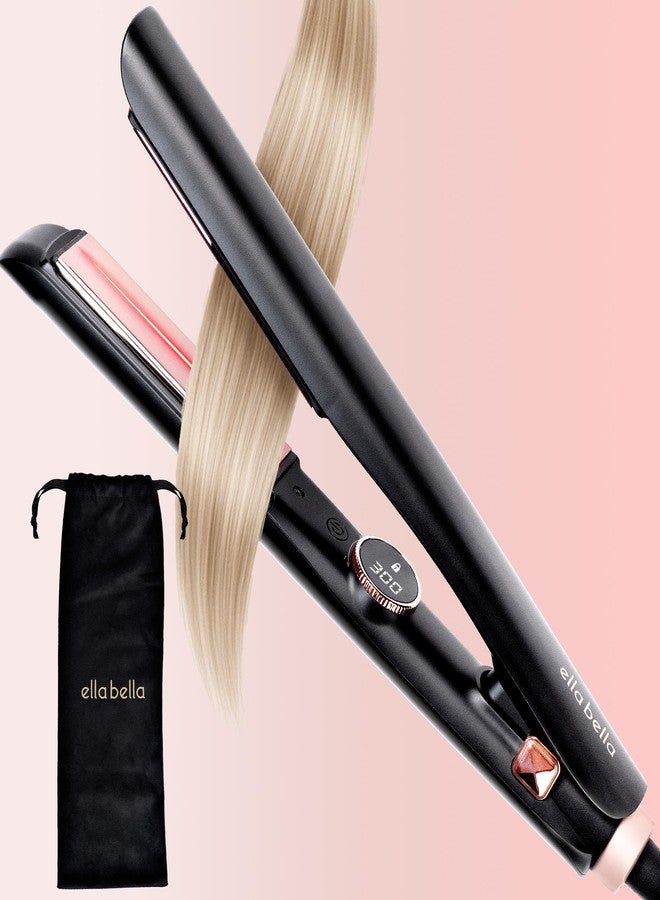 ELLA BELLA® Slimline Hair Straightener with Infrared Technology | 2-in-1 Straightening & Curling | 10 Temp Settings | Portable Design - Image 1