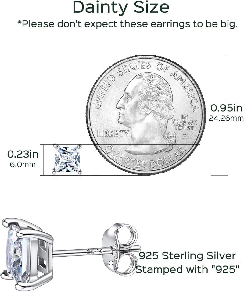 ChicSilver أقراط فضة استرلينية 925 على شكل قلب/دائري/قطع أميرة مع حجر الميلاد للنساء مجوهرات عيد الميلاد مع علبة هدايا - Image 4