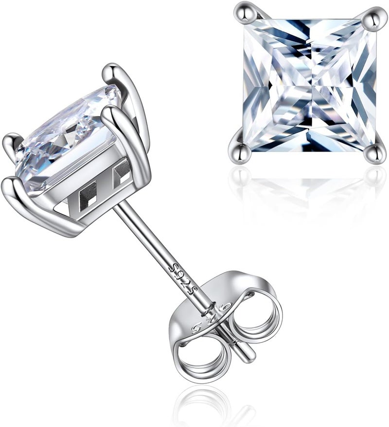 ChicSilver أقراط فضة استرلينية 925 على شكل قلب/دائري/قطع أميرة مع حجر الميلاد للنساء مجوهرات عيد الميلاد مع علبة هدايا - Image 1