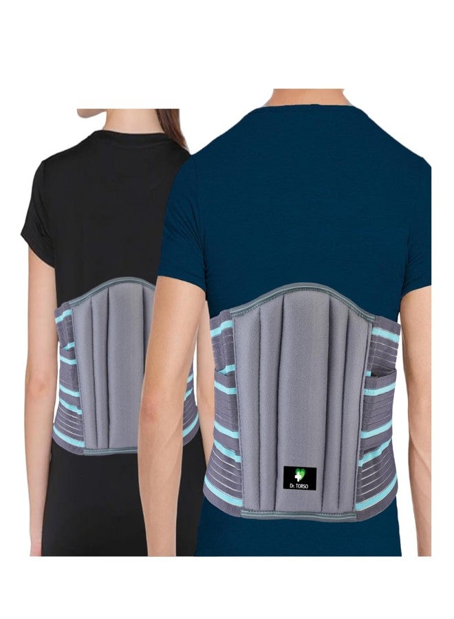 حزام دكتور تورسو بريميوم Ls مع حزام مزدوج | دعم الظهر للعمود الفقري القطني، حزام دعم أسفل الظهر لتخفيف الألم، دعامة ظهر للرجال/النساء، وكبار السن (M) - Image 1