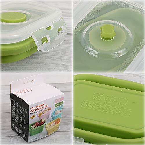 Cozihom Collapsible Silicone Food Storage Container, Portion Control Container with Clip-on Lid, Stackable, Space Saving, Microwave/Fridge/Freezer/Dishwasher Safe, 5 Oz, Pack of 4 - Image 5
