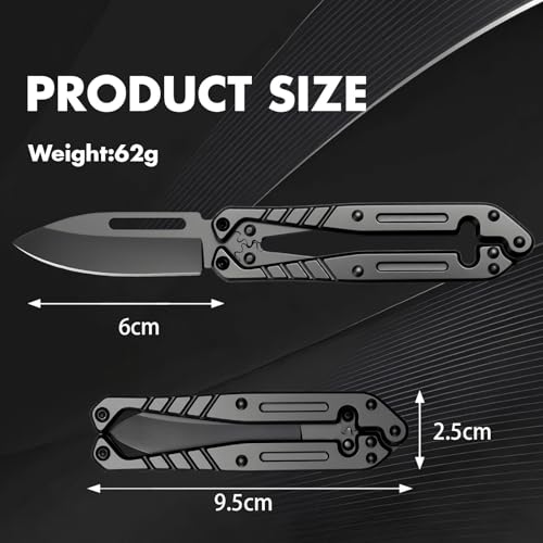 Silaoburi Automatic Utility Knife,All Metal Construction Carbon Stainless Steel Blade,Quick Change Retractable Box Cutter,3.1" Blade Small EDC Knife,Great Gift for Men Black - Image 2