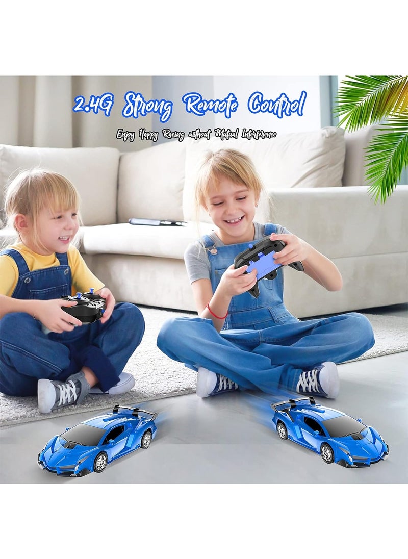 Generic - Children's Transforming Robot Remote Control Car 2.4GHz 1:18 Scale Model Toy Suitable for Boys and Girls (Blue) - Image 1