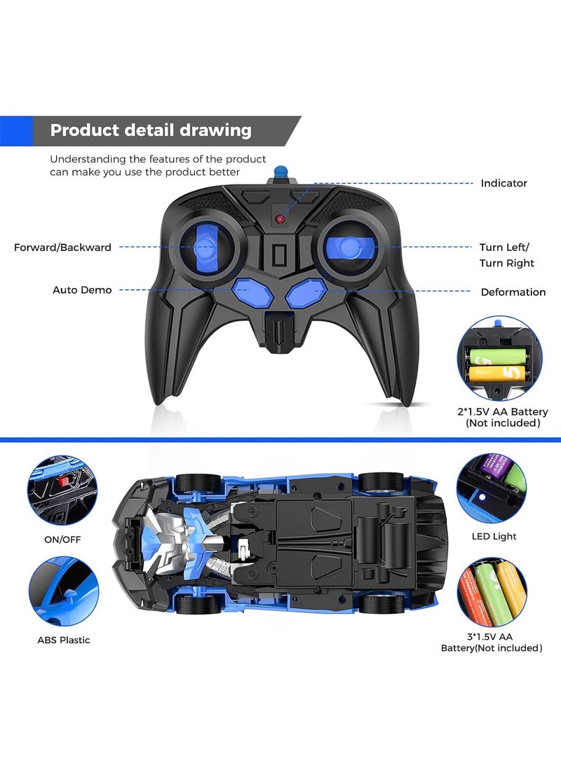 Generic - Children's Transforming Robot Remote Control Car 2.4GHz 1:18 Scale Model Toy Suitable for Boys and Girls (Blue) - Image 1
