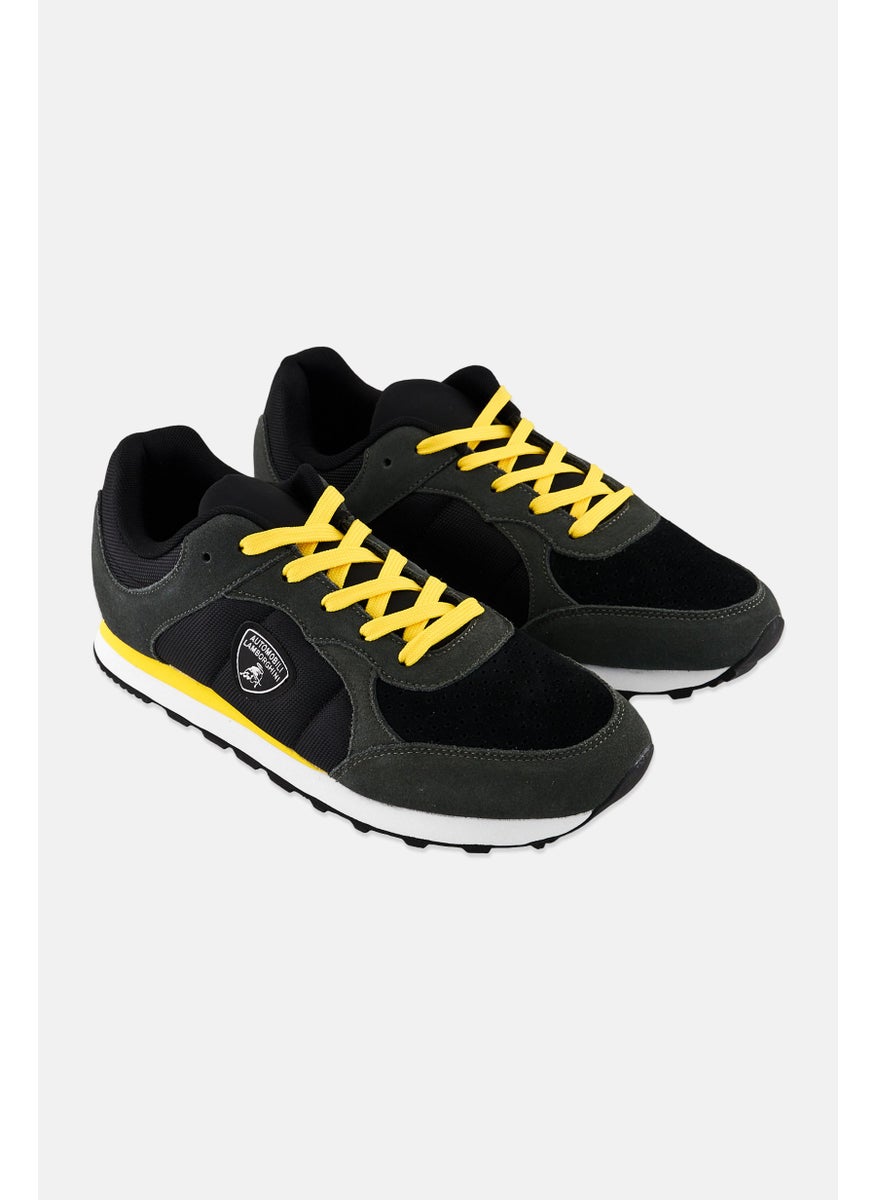 LAMBORGHINI Men Brand Logo Lace Up Casual Shoes, Black  - Image 1