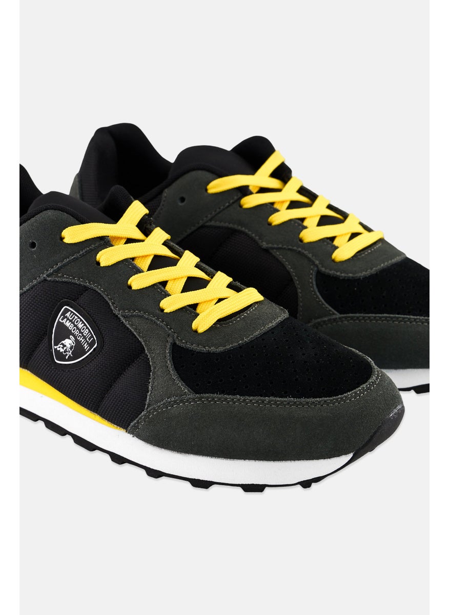 LAMBORGHINI Men Brand Logo Lace Up Casual Shoes, Black  - Image 4