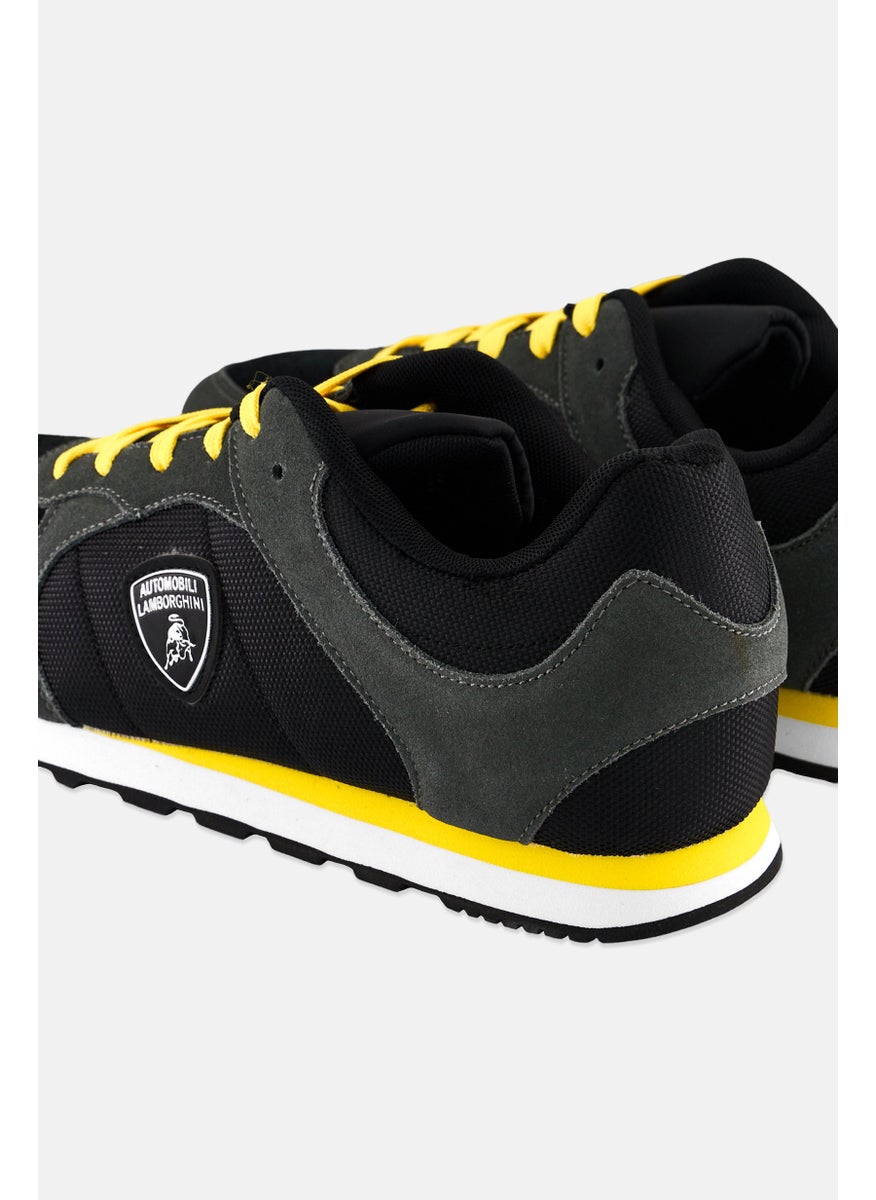 LAMBORGHINI Men Brand Logo Lace Up Casual Shoes, Black  - Image 2