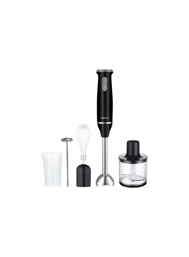 Sokany SK-1714-5 5-in-1 Hand Blender Set, 800W High Power – Stainless Steel Shaft with Chopper, Whisk, Milk Frother & Beaker – Black - Image 1
