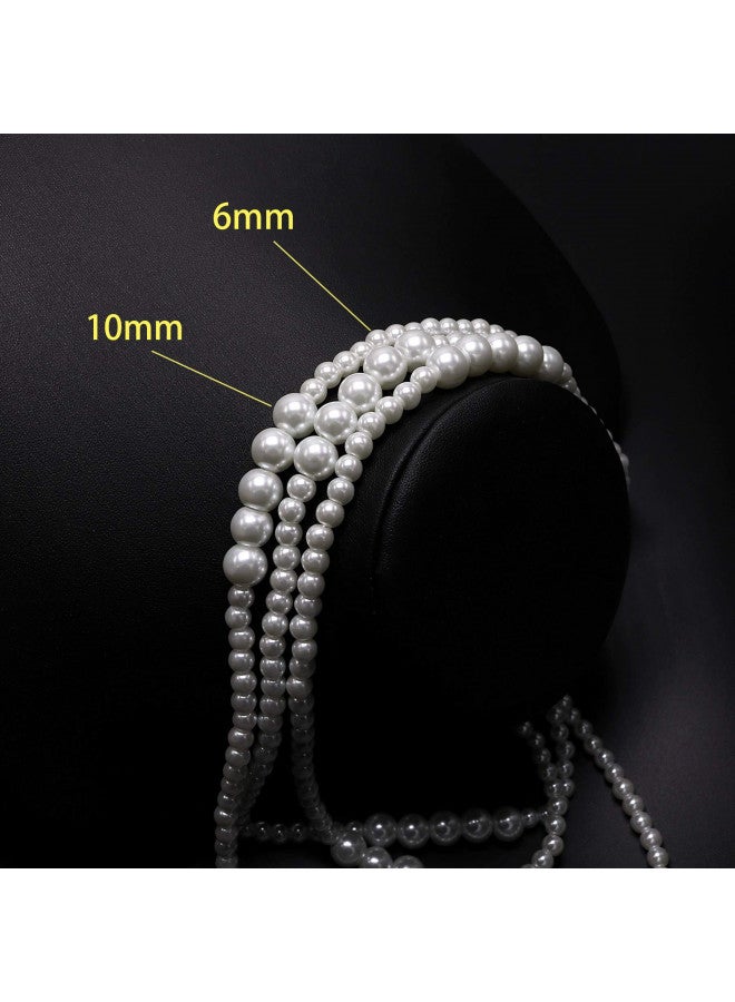 Aisansty Long Pearl Necklace for Women 69" White Faux Pearl Beads Strand Layered Necklace - Image 4