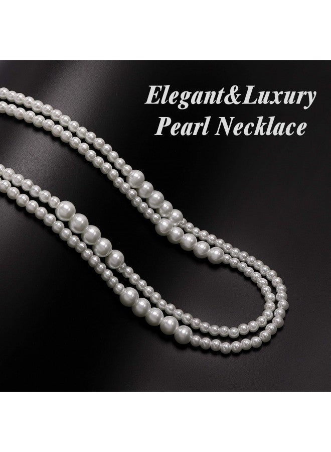Aisansty Long Pearl Necklace for Women 69" White Faux Pearl Beads Strand Layered Necklace - Image 3
