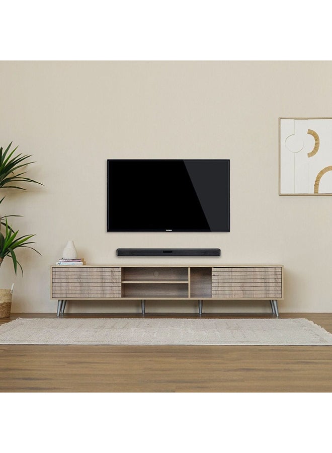 DANUBE HOME Como Large Tv Cabinet Upto 80 Inches Entertainment Wall Tv Unit Wooden Tv Rack Stand Media Console Table For Living Room L 200x40x44.5 Cm Sonoma Oak - Image 1