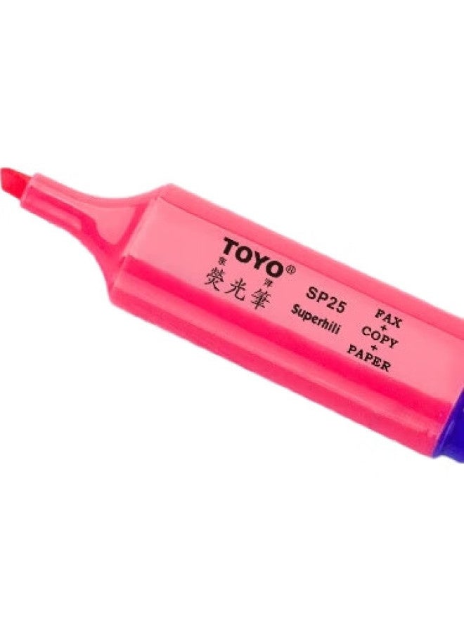 TOYO قلم تلوين تويو SP25 غير معطر بألوان أصفر، أزرق، أخضر، أحمر، برتقالي، بنفسجي، وردي، طرف مائل بسعة كبيرة لحماية عيون الطلاب، أنيق، مجموعة أقلام فوسفورية سريعة الجفاف، 10 أقلام/علبة/طرف مفرد، بنفسجي - Image 2
