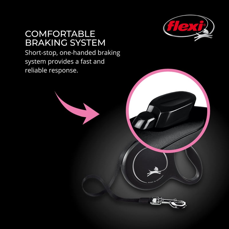 FLEXI New Classic Tape Retractable Dog Leash for Large Dogs Upto 110 lbs. â€“ 16 ft., Black | Tangle Free Pet Walking Leash with One-Handed Brake, Pause, Lock|German Quality Product - Image 5