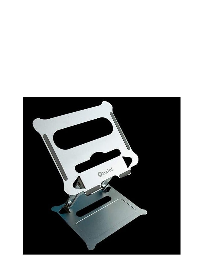 حامل كمبيوتر محمول من Otinlai للمكتب، حامل كمبيوتر محمول قابل للتعديل، حامل كمبيوتر محمول محمول، مصنوع من الألومنيوم، فائق الثبات، متوافق مع أجهزة الكمبيوتر المحمولة أقل من 15.6 بوصة، مناسب للمكتب والمنزل (فضي) - Image 2