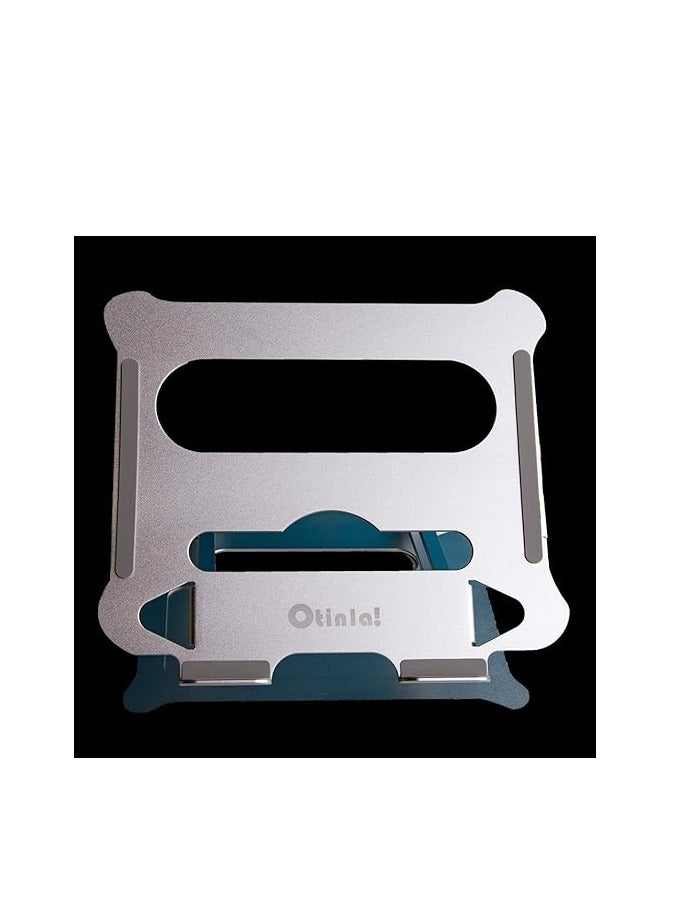 حامل كمبيوتر محمول من Otinlai للمكتب، حامل كمبيوتر محمول قابل للتعديل، حامل كمبيوتر محمول محمول، مصنوع من الألومنيوم، فائق الثبات، متوافق مع أجهزة الكمبيوتر المحمولة أقل من 15.6 بوصة، مناسب للمكتب والمنزل (فضي) - Image 3