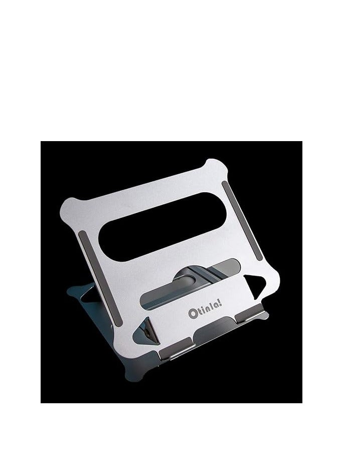 حامل كمبيوتر محمول من Otinlai للمكتب، حامل كمبيوتر محمول قابل للتعديل، حامل كمبيوتر محمول محمول، مصنوع من الألومنيوم، فائق الثبات، متوافق مع أجهزة الكمبيوتر المحمولة أقل من 15.6 بوصة، مناسب للمكتب والمنزل (فضي) - Image 4