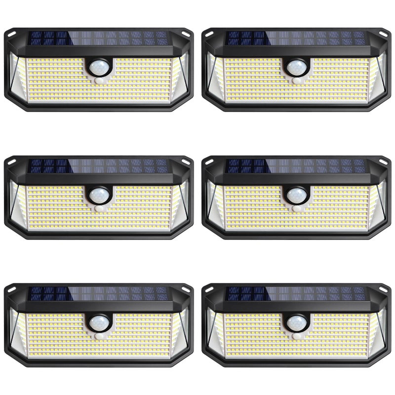 Solar Outdoor Lights 4000LM 388 LEDs Motion Sensor Outdoor Light IP65 Waterproof Solar Powered Outside Lights with 270 Wide Angle 3 Modes Exterior Flood Security Lights for Patio Garage 6Pack