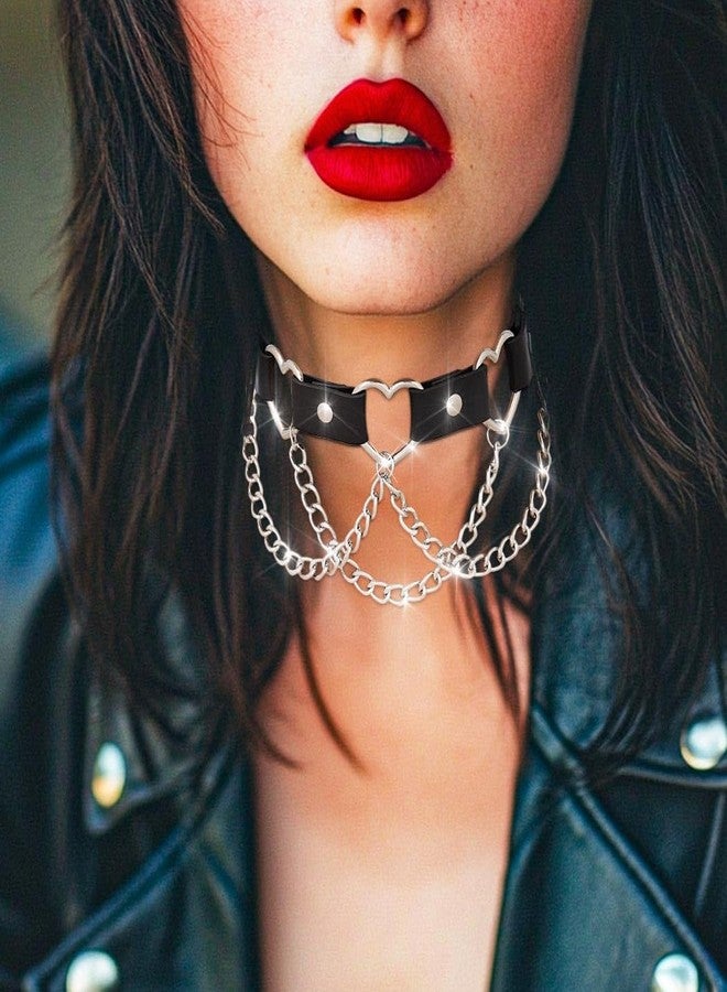 كامبسيس قلادة تشوكر بانك من كامبسيس، طوق جلد أسود، قلادة تشوكر على شكل قلب قوطي، مناسبة لحفلات النوادي الليلية للنساء - Image 5