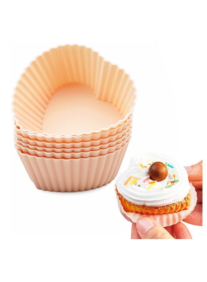 مجموعة من 12 قالبًا من السيليكون لخبز الكب كيك، مقاس 2.95 بوصة، حاملات بطانات الكب كيك غير اللاصقة والقابلة لإعادة الاستخدام للحفلات - Image 1