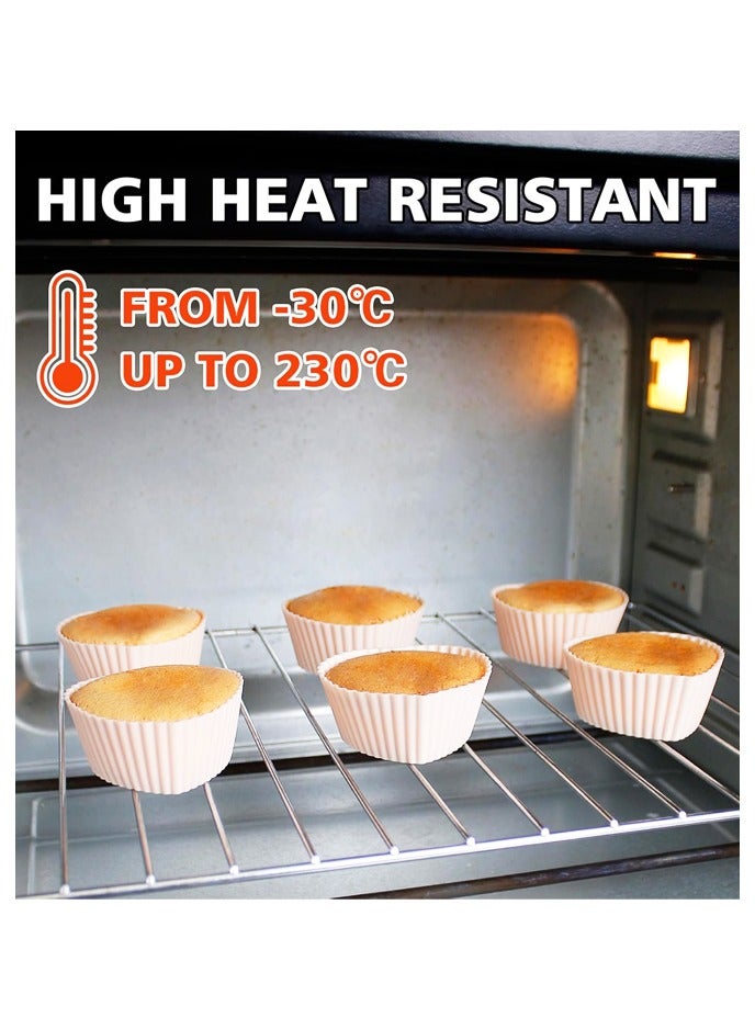 مجموعة من 12 قالبًا من السيليكون لخبز الكب كيك، مقاس 2.95 بوصة، حاملات بطانات الكب كيك غير اللاصقة والقابلة لإعادة الاستخدام للحفلات - Image 3