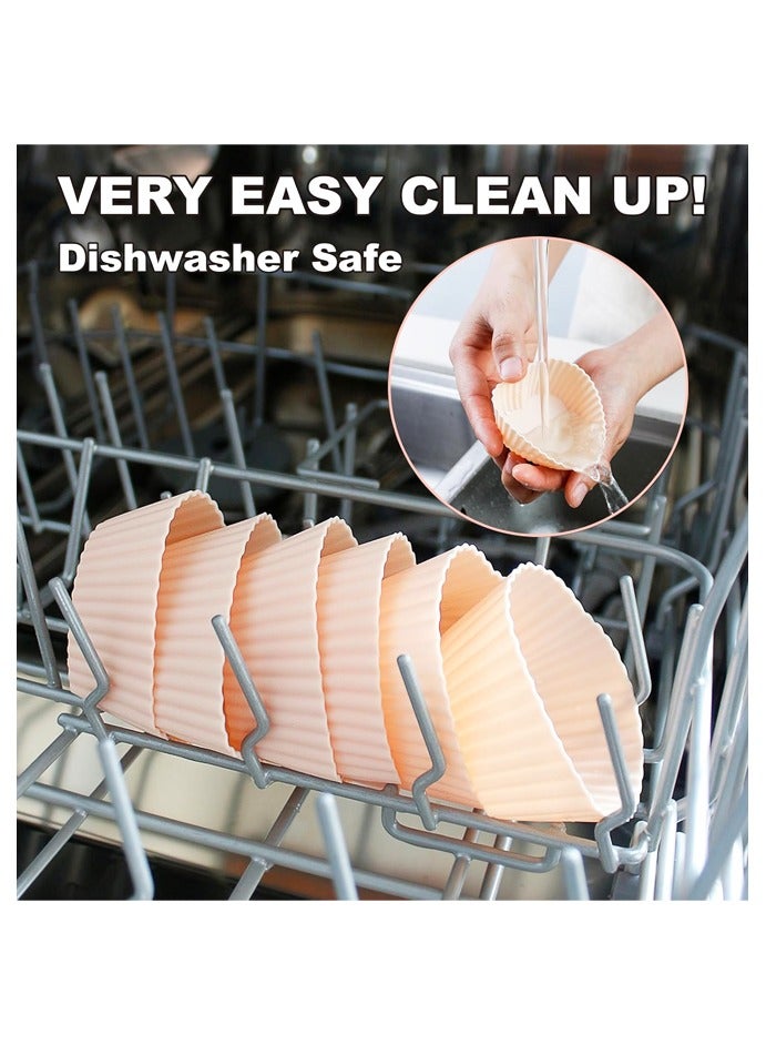 مجموعة من 12 قالبًا من السيليكون لخبز الكب كيك، مقاس 2.95 بوصة، حاملات بطانات الكب كيك غير اللاصقة والقابلة لإعادة الاستخدام للحفلات - Image 4