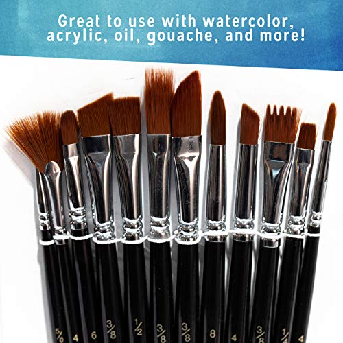 Crafts 4 All Acrylic Paint Brushes - Pack of 12 Professional, Wide and Fine Tip, Nylon Hair Artist Paintbrushes - Paintbrush Bulk Set for Watercolor, Canvas, Craft, Detail & Oil Painting - Image 2