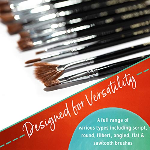 Crafts 4 All Acrylic Paint Brushes - Pack of 12 Professional, Wide and Fine Tip, Nylon Hair Artist Paintbrushes - Paintbrush Bulk Set for Watercolor, Canvas, Craft, Detail & Oil Painting - Image 4