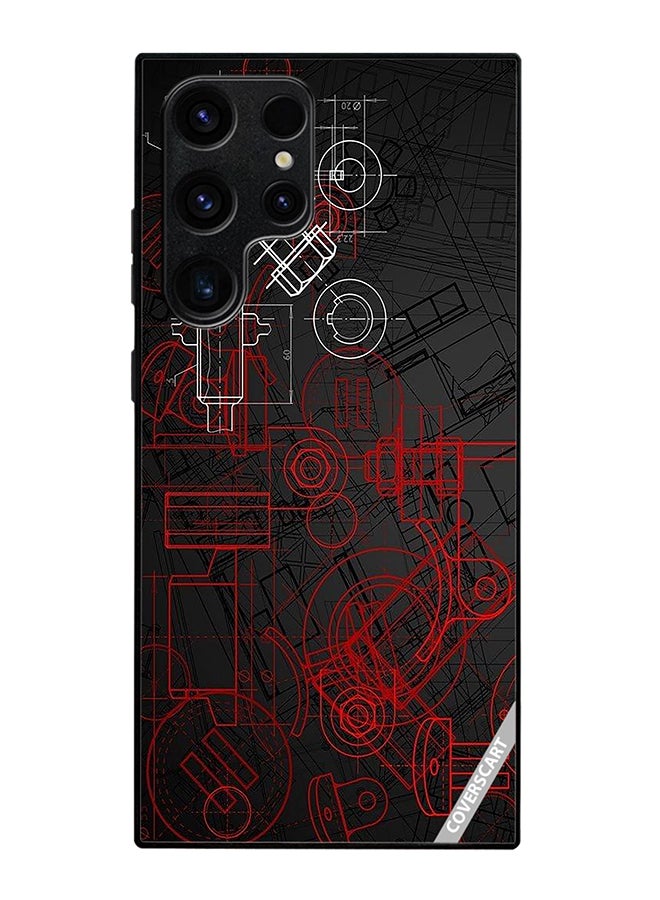 Protective Case Cover For Samsung Galaxy S24 Ultra Industrial Abstract Design Multicolour