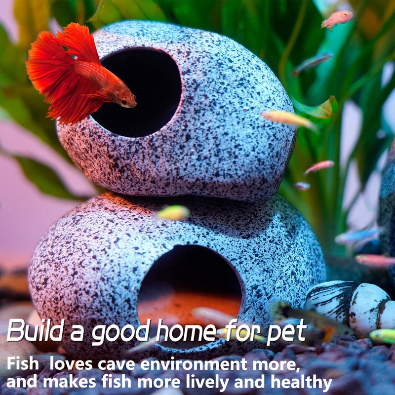 Ameliade Aquarium Decorations Cave Fish Tank Accessories Rock Decor for Shrimp Cichlid Hiding Breeding Small Fish Bowl Hide Decoration Betta Toys Hideout Stones Houseï¼ˆMediumï¼‰ - Image 4
