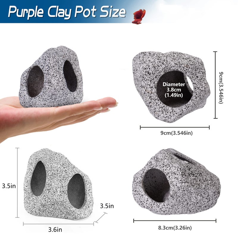 Ameliade Aquarium Decorations Cave Fish Tank Accessories Rock Decor for Shrimp Cichlid Hiding Breeding Small Fish Bowl Hide Decoration Betta Toys Hideout Stones Houseï¼ˆMediumï¼‰ - Image 2