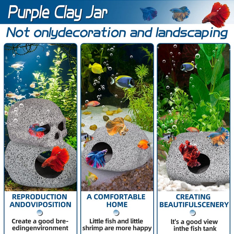 Ameliade Aquarium Decorations Cave Fish Tank Accessories Rock Decor for Shrimp Cichlid Hiding Breeding Small Fish Bowl Hide Decoration Betta Toys Hideout Stones Houseï¼ˆMediumï¼‰ - Image 5