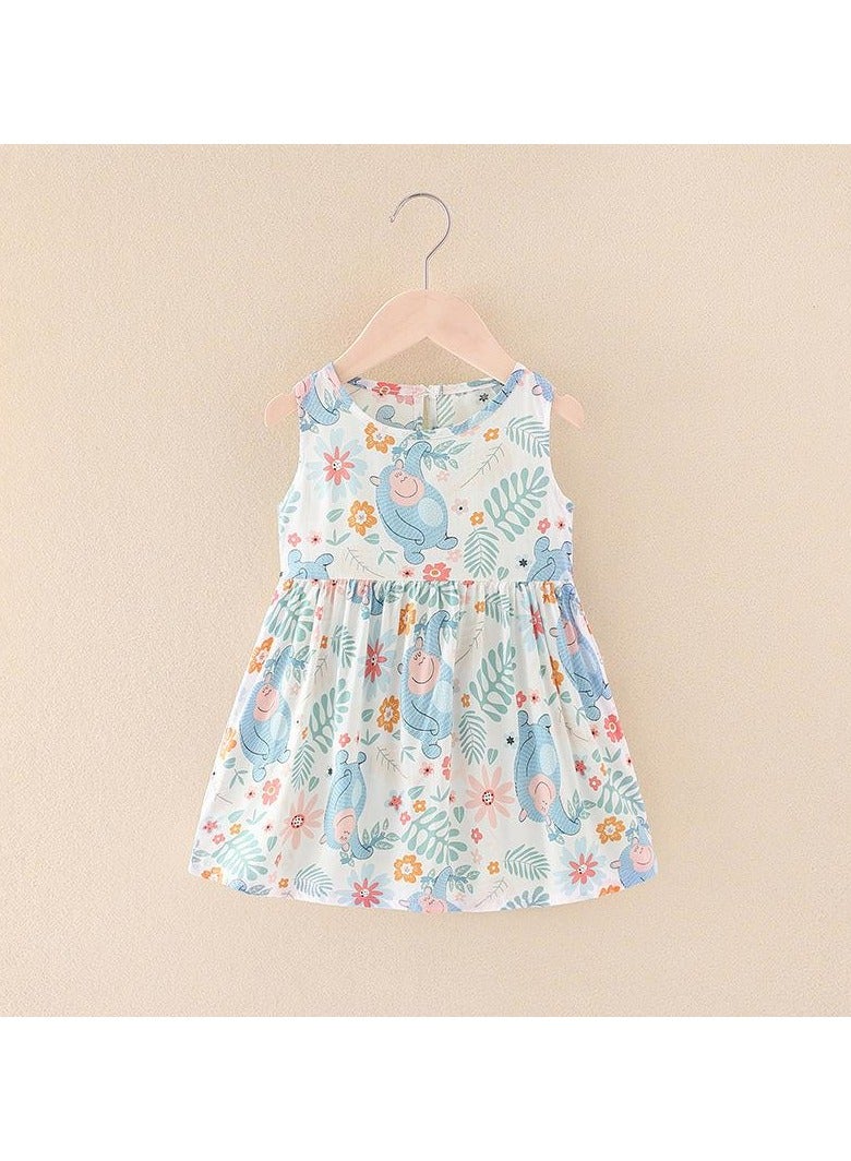 Loquat Girls Summer  Halter Dress  Cotton  Children Floral Dress - Image 1