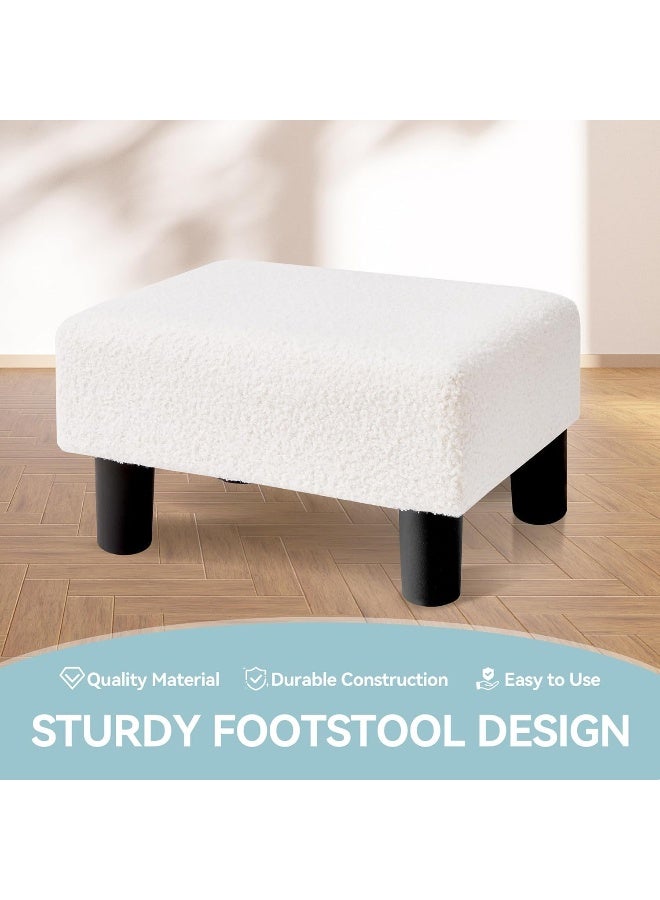 Comfynest Comfynest Sherpa Upholstered Small Footstool Ottoman with Wooden Legs – Rectangular Foot Rest for Couch, Living Room, Bedroom & Office (Grey) - Image 5