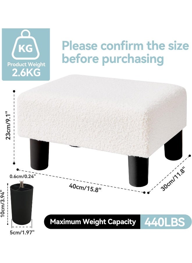 Comfynest Comfynest Sherpa Upholstered Small Footstool Ottoman with Wooden Legs – Rectangular Foot Rest for Couch, Living Room, Bedroom & Office (Grey) - Image 2