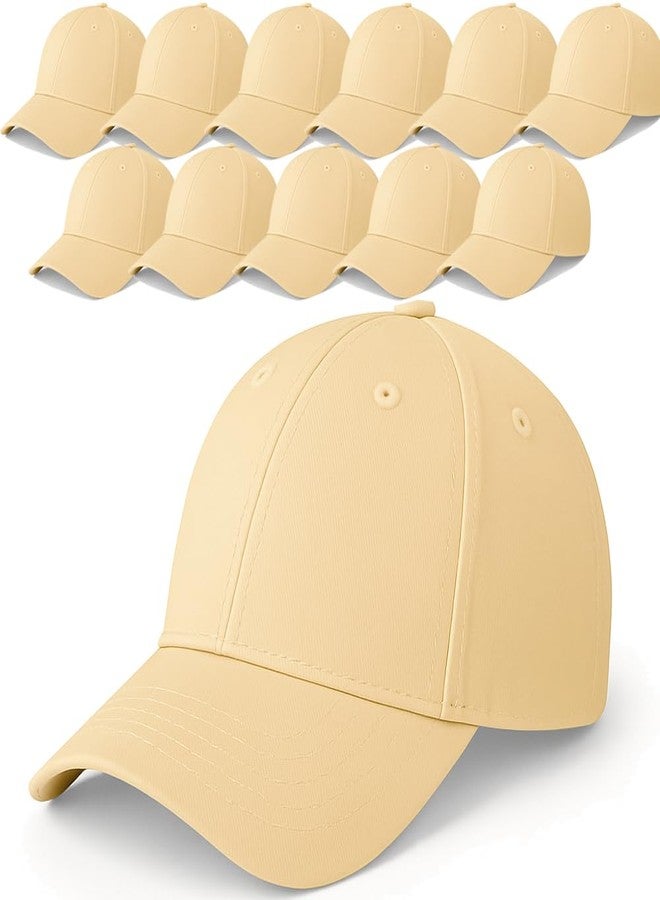 ENCIGER Unisex Cotton Baseball Cap Pack of 12 - Adjustable Solid Color Caps for Men & Women - Bulk Lot for Resale, Events, Outdoor, Group, Team Use (Beige) - Image 1