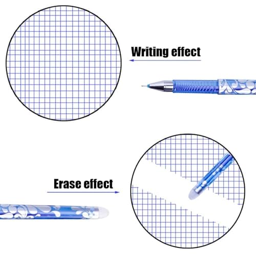 ARROLLIANT Blue Erasable Gel Pen Set of 12, 0.35mm Fine Tip Smooth Writing Pens with Magic Wipe Eraser, Rewritable Ink for School Office Notes Exams Clean Correction Stationery - Image 3