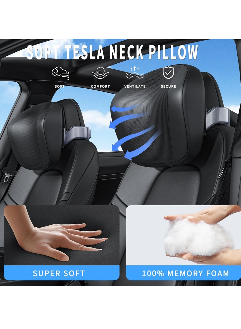 SYOSI Car Headrest Neck Pillow Fits for Tesla Model Y or 3 Multifunction Adjustable Neck Support Pillow with Tablet Bracket and Hidden Hook Ergonomic design Comfort Memory Foam Lossless Installation Black - Image 5
