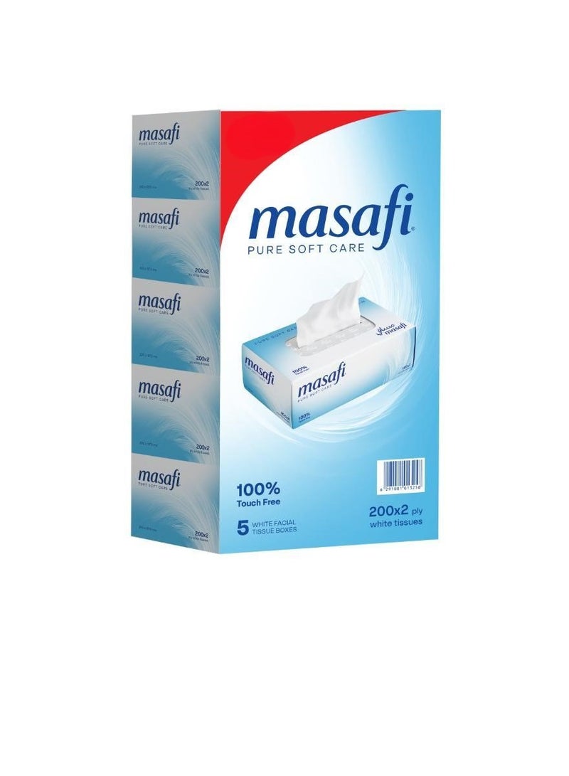 Masafi 2 Ply Facial Tissue, Pack Of 5, 5X200'S 