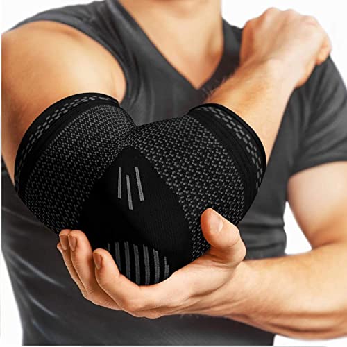 serveuttam� Elbow Support for Gym - Elbow Brace for Men Women Workout | Elbow Compression Sleeves with Straps for Tendonitis Pain Relief, Tennis, Volleyball, Cricket - Elbow Band (XL, White) - Image 1